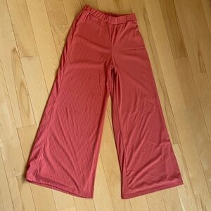 Lulu’s Wide-Leg Ribbed Pants - Coral Pink
